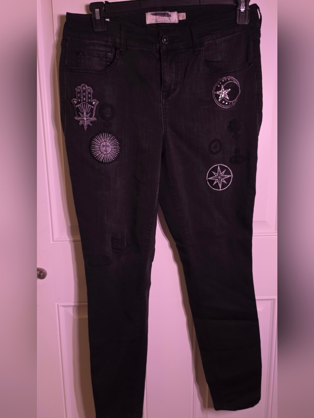 torrid Black Skinny Jeans with Embroidered Celestial Patches